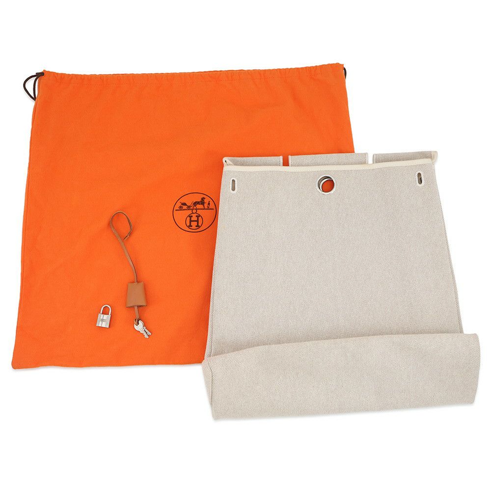 エルメス ショルダーバッグ エールバッグMM エクリュ/ナチュラル/シルバー金具 トワルアッシュ/レザー □E刻印