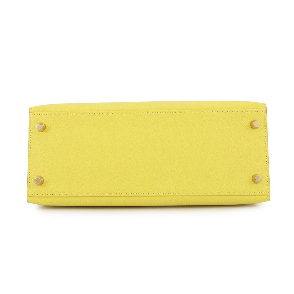 エルメス ハンドバッグ ケリー28 外縫い ライム/ゴールド金具 エプソン D刻印 2wayショルダー