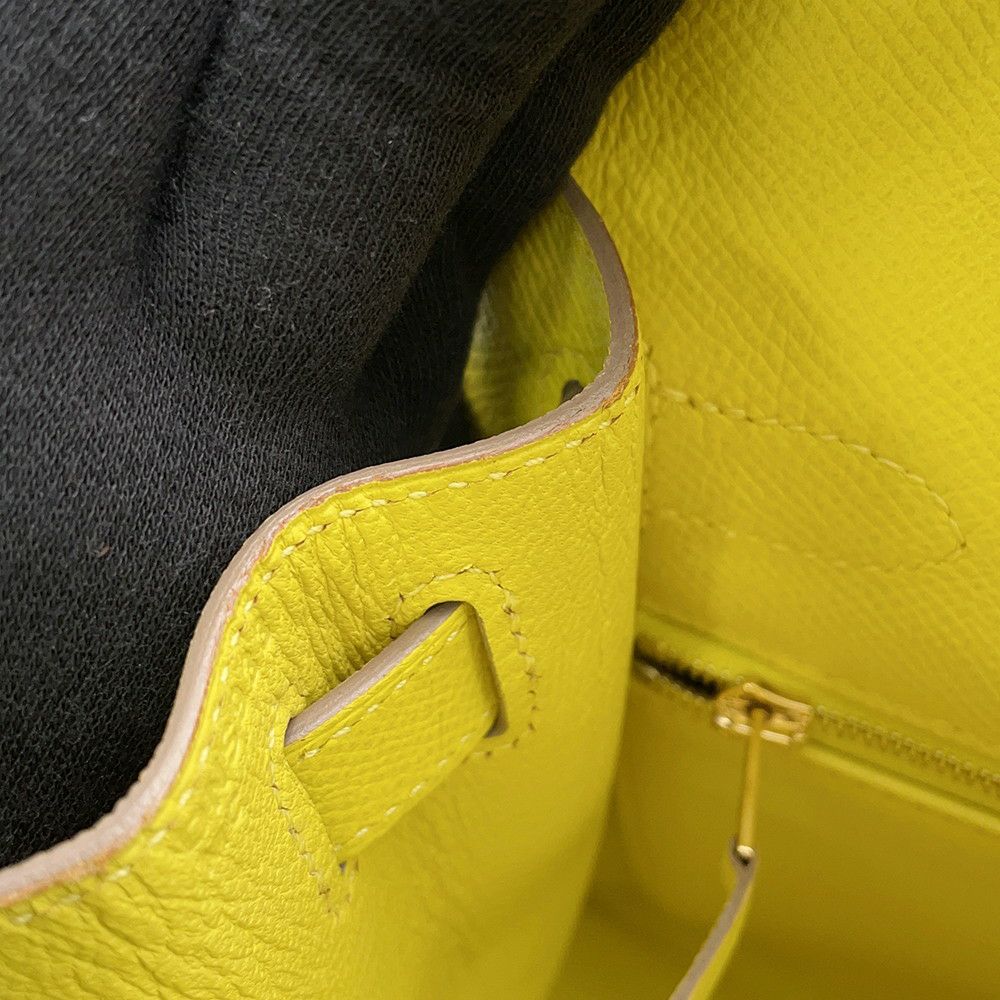 エルメス ハンドバッグ ケリー28 外縫い ライム/ゴールド金具 エプソン D刻印 2wayショルダー