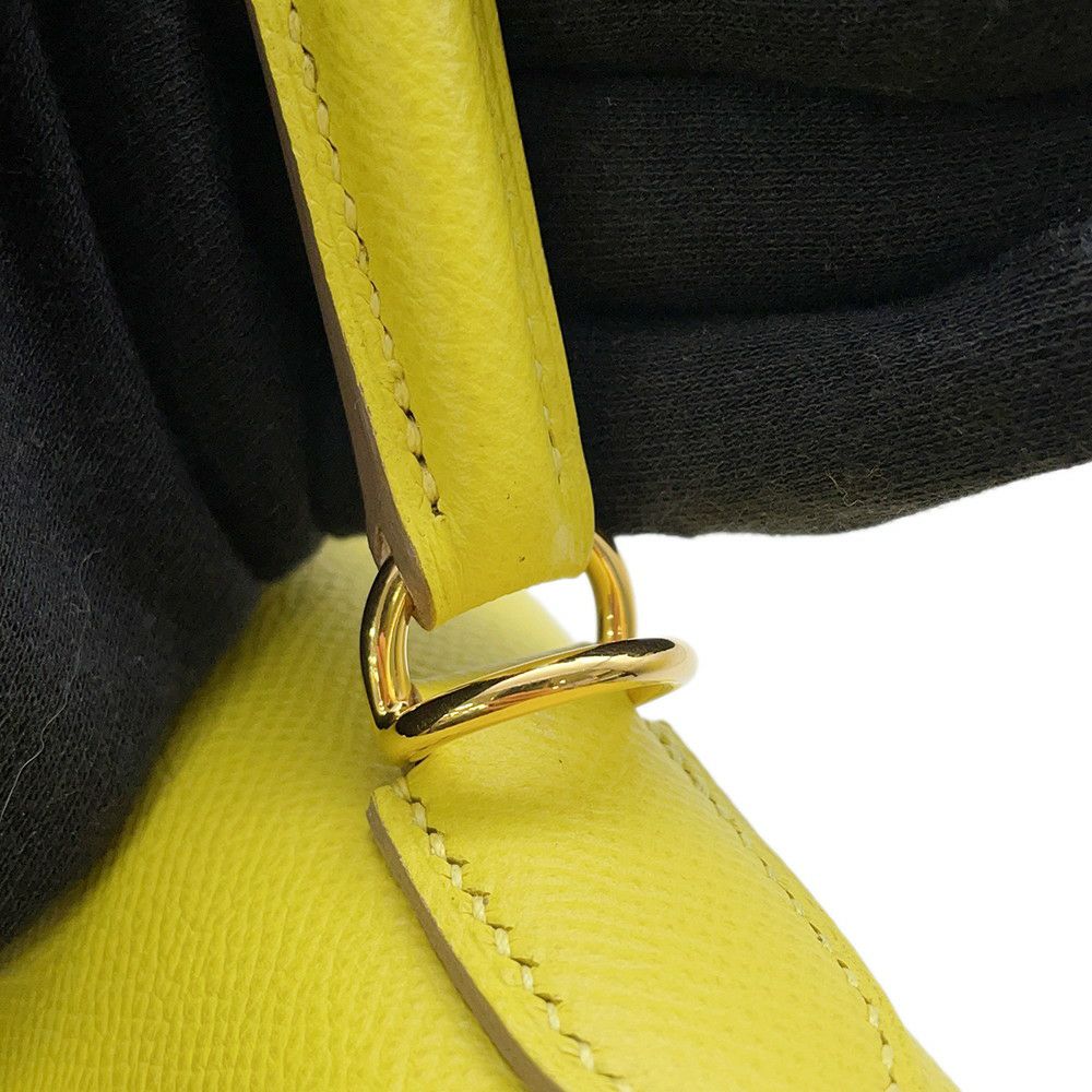 エルメス ハンドバッグ ケリー28 外縫い ライム/ゴールド金具 エプソン D刻印 2wayショルダー