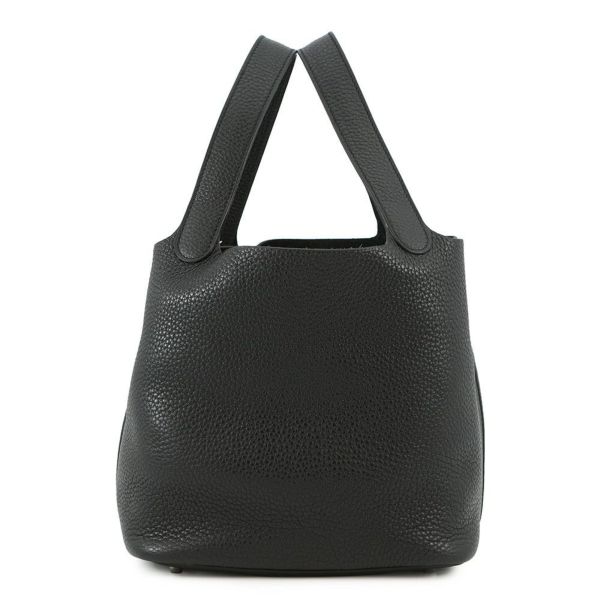 エルメス ハンドバッグ ピコタンロックMM ブラック/シルバー金具 トリヨンクレマンス T刻印 黒