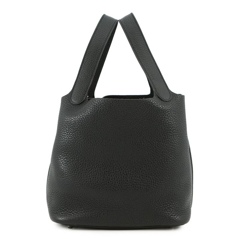 エルメス ハンドバッグ ピコタンロックMM ブラック/シルバー金具 トリヨンクレマンス T刻印 黒