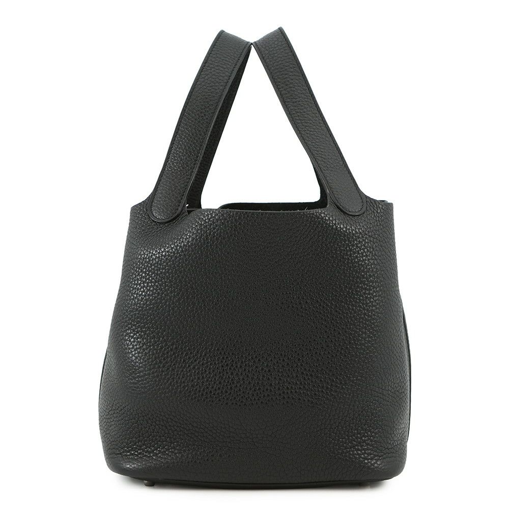 エルメス ハンドバッグ ピコタンロックMM ブラック/シルバー金具 トリヨンクレマンス T刻印 黒