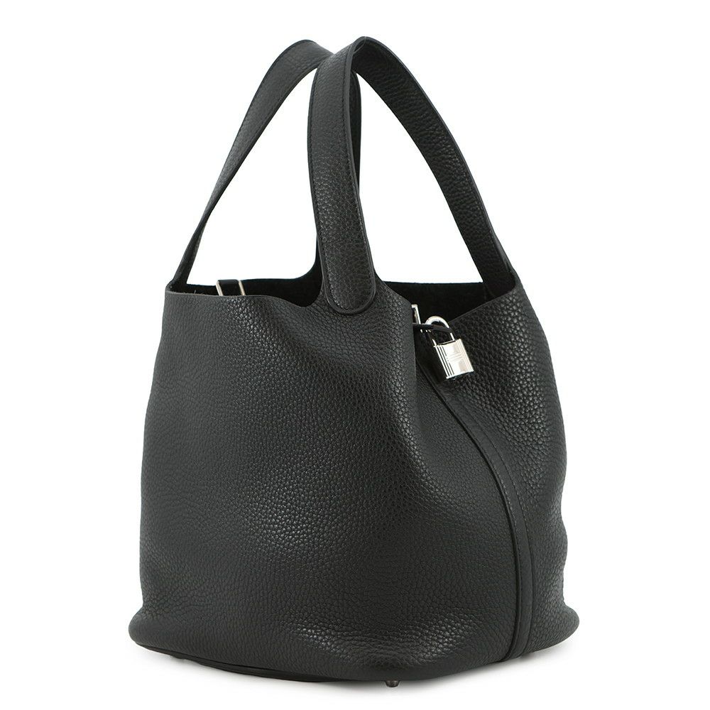 エルメス ハンドバッグ ピコタンロックMM ブラック/シルバー金具 トリヨンクレマンス T刻印 黒