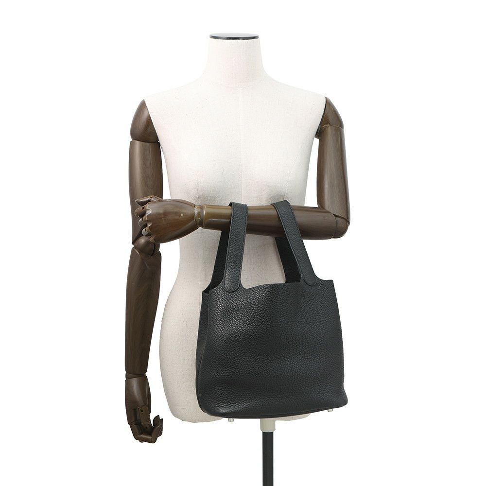 エルメス ハンドバッグ ピコタンロックMM ブラック/シルバー金具 トリヨンクレマンス T刻印 黒