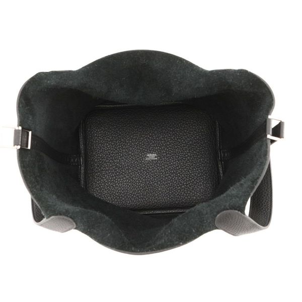 エルメス ハンドバッグ ピコタンロックMM ブラック/シルバー金具 トリヨンクレマンス T刻印 黒