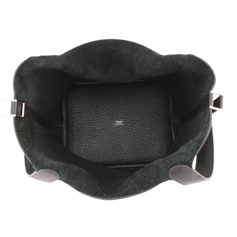 エルメス ハンドバッグ ピコタンロックMM ブラック/シルバー金具 トリヨンクレマンス T刻印 黒