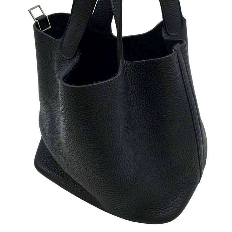 エルメス ハンドバッグ ピコタンロックMM ブラック/シルバー金具 トリヨンクレマンス T刻印 黒