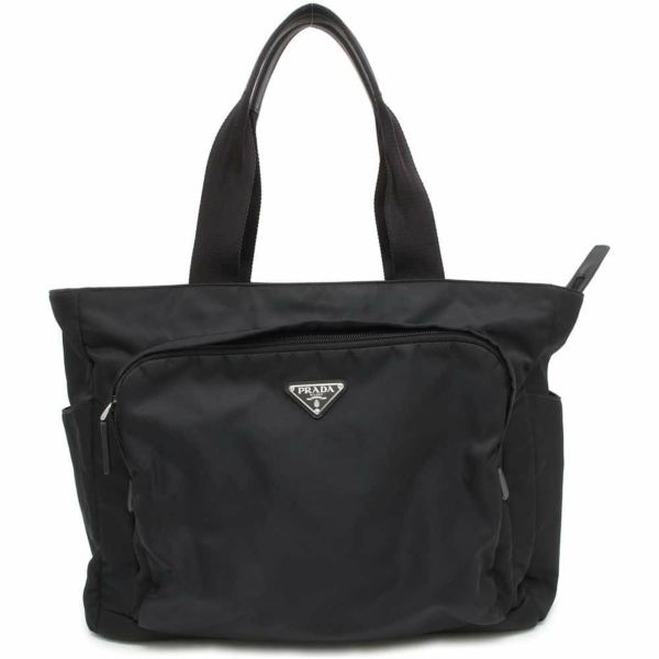 プラダ トートバッグ ナイロン サフィアーノレザー 2VG097 PRADA バッグ 黒