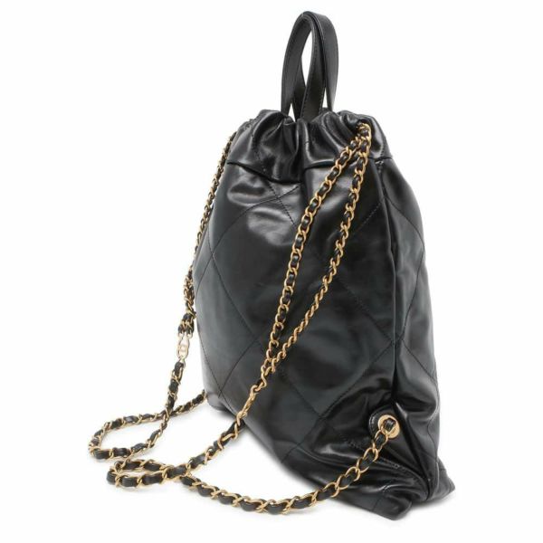 シャネル リュック シャネル22 バックパック シャイニーカーフレザー AS3859 CHANEL バッグ 黒