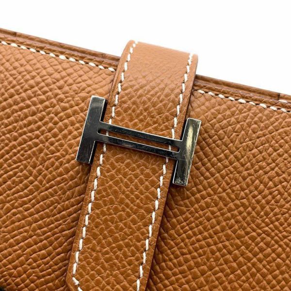 エルメス 長財布 ベアンスフレ ゴールド/シルバー金具 ヴォーエプソン U刻印 HERMES 財布