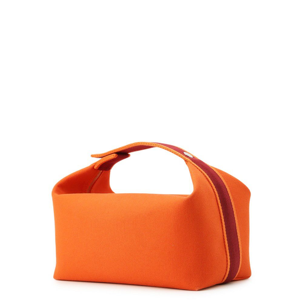 エルメス ポーチ ブリッド・ア・ブラックGM オレンジ/ボルドー シルバー金具 コットン HERMES 小物入れ