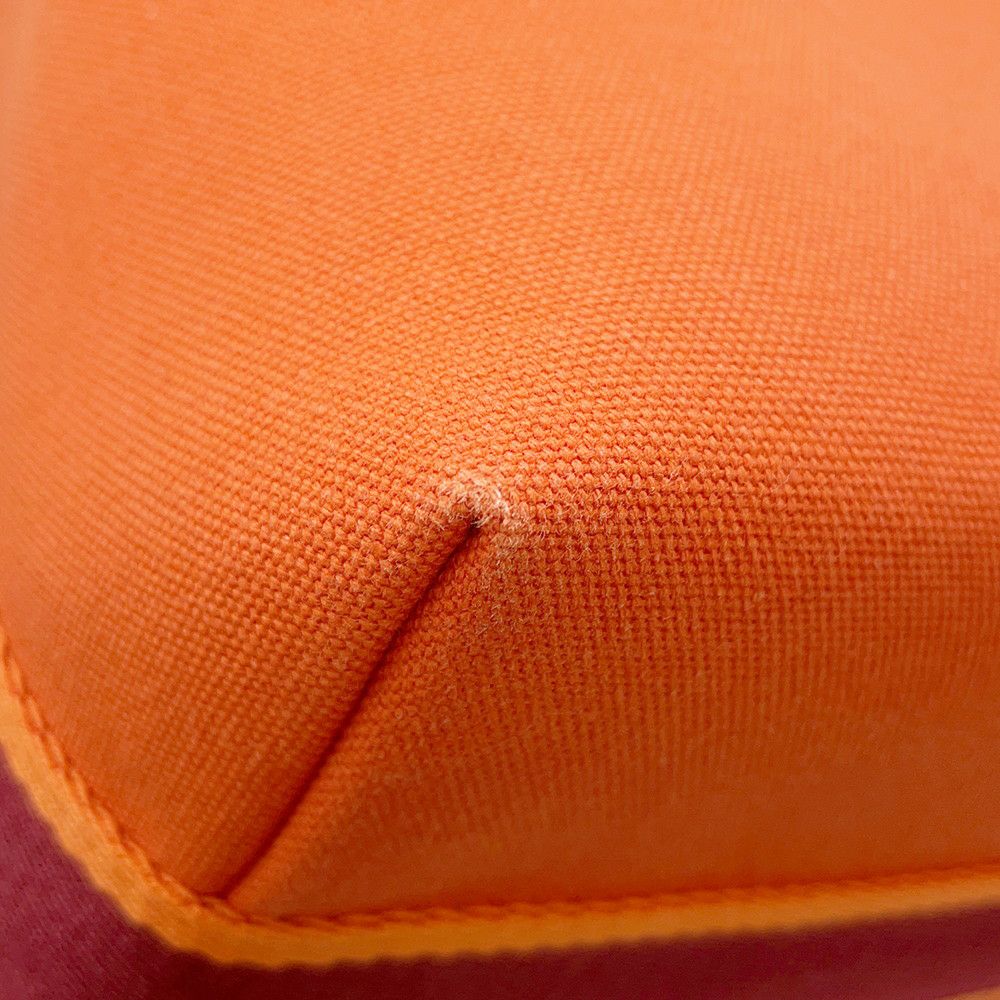 エルメス ポーチ ブリッド・ア・ブラックGM オレンジ/ボルドー シルバー金具 コットン HERMES 小物入れ