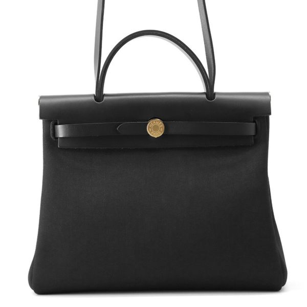 エルメス エールバッグジップPM ブラック/ゴールド金具 トワルミリタリー/ヴァッシュハンター U刻印  黒