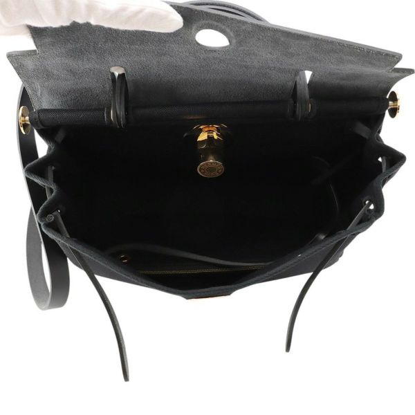 エルメス エールバッグジップPM ブラック/ゴールド金具 トワルミリタリー/ヴァッシュハンター U刻印  黒