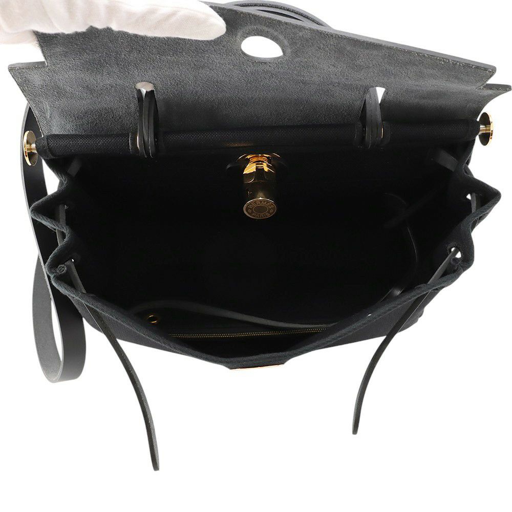 エルメス エールバッグジップPM ブラック/ゴールド金具 トワルミリタリー/ヴァッシュハンター U刻印  黒