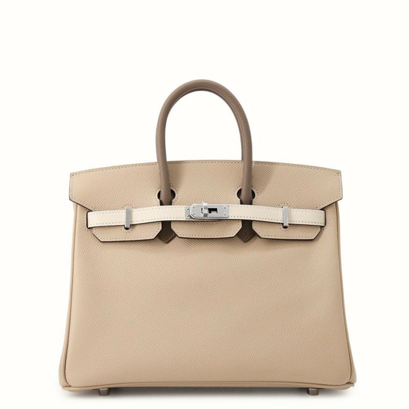 エルメス バーキン25 トリコロール トレンチ/クレ/エトゥープ/シルバー金具 エプソン K刻印 HERMES Birkin ハンドバッグ