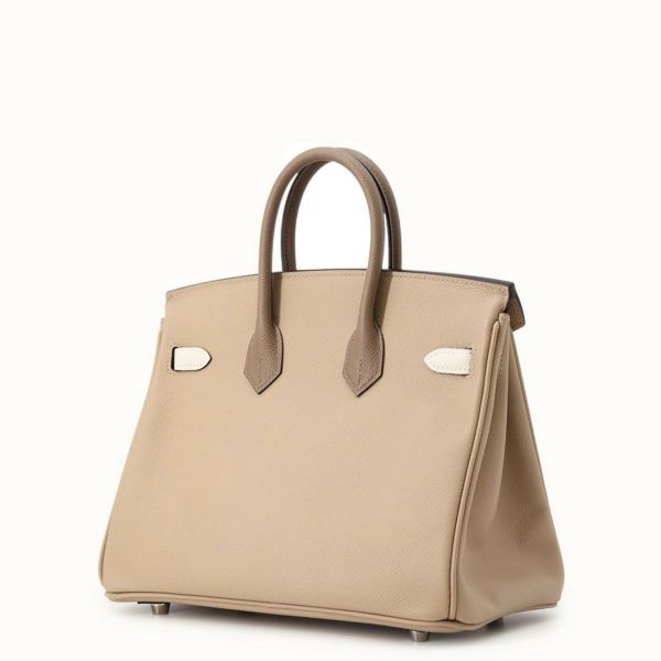 エルメス バーキン25 トリコロール トレンチ/クレ/エトゥープ/シルバー金具 エプソン K刻印 HERMES Birkin ハンドバッグ