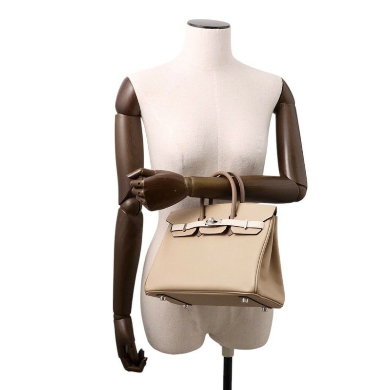 エルメス バーキン25 トリコロール トレンチ/クレ/エトゥープ/シルバー金具 エプソン K刻印 HERMES Birkin ハンドバッグ