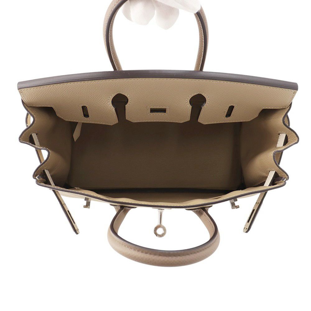 エルメス バーキン25 トリコロール トレンチ/クレ/エトゥープ/シルバー金具 エプソン K刻印 HERMES Birkin ハンドバッグ