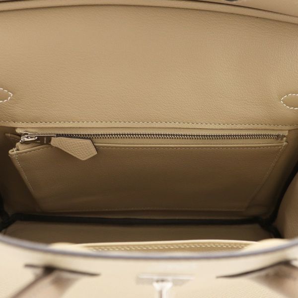 エルメス バーキン25 トリコロール トレンチ/クレ/エトゥープ/シルバー金具 エプソン K刻印 HERMES Birkin ハンドバッグ