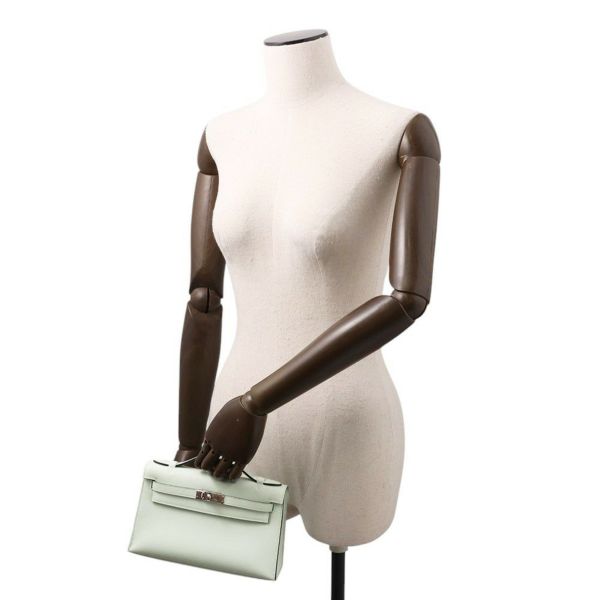 エルメス ハンドバッグ ポシェットケリー ヴェールペパーミント/シルバー金具 スイフト K刻印