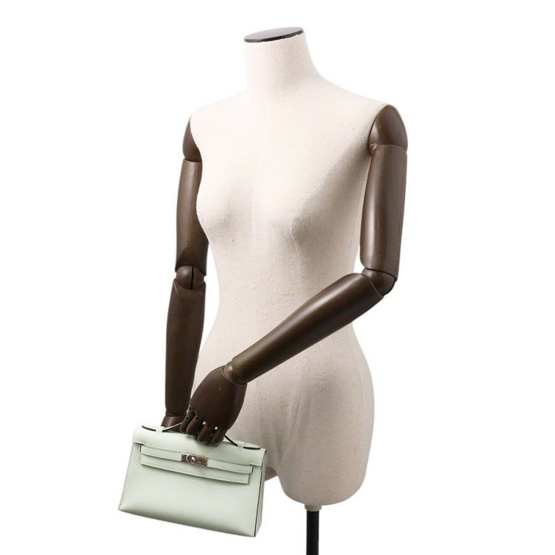 エルメス ハンドバッグ ポシェットケリー ヴェールペパーミント/シルバー金具 スイフト K刻印