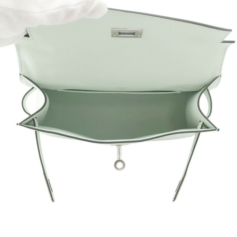 エルメス ハンドバッグ ポシェットケリー ヴェールペパーミント/シルバー金具 スイフト K刻印