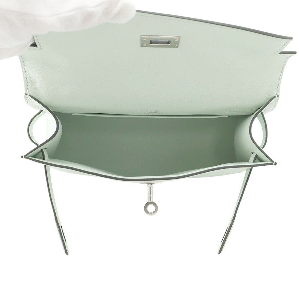 エルメス ハンドバッグ ポシェットケリー ヴェールペパーミント/シルバー金具 スイフト K刻印