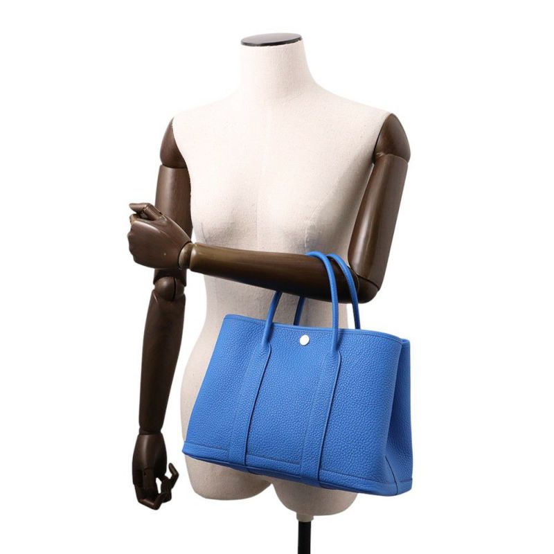 エルメス トートバッグ ガーデンパーティTPM ブルーイドラ/シルバー金具 ネゴンダ K刻印