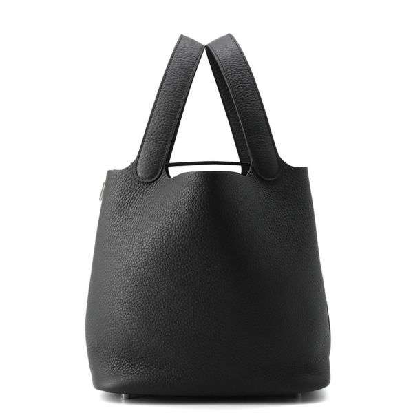 エルメス ハンドバッグ ピコタンロックMM ブラック/シルバー金具 トリヨンクレマンス K刻印 黒