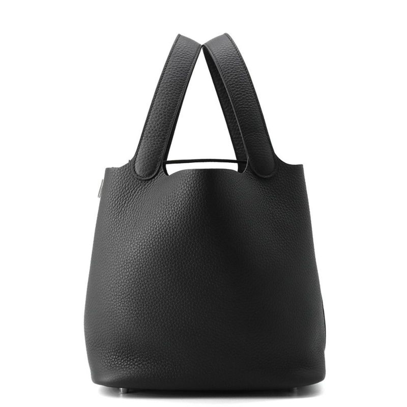 エルメス ハンドバッグ ピコタンロックMM ブラック/シルバー金具 トリヨンクレマンス K刻印 黒