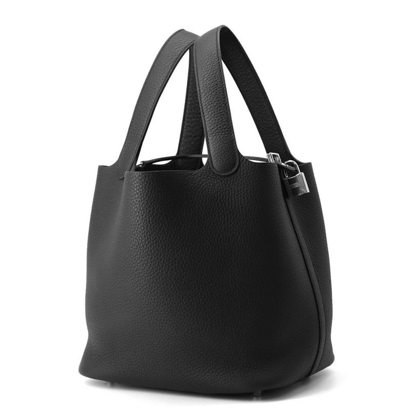 エルメス ハンドバッグ ピコタンロックMM ブラック/シルバー金具 トリヨンクレマンス K刻印 黒