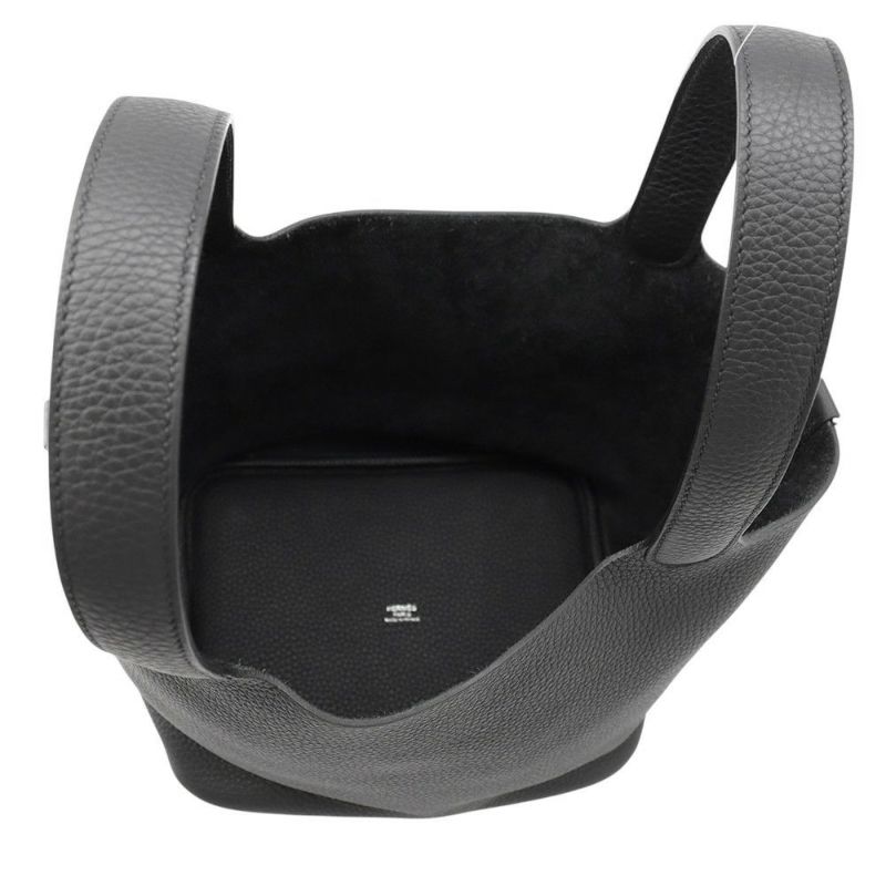 エルメス ハンドバッグ ピコタンロックMM ブラック/シルバー金具 トリヨンクレマンス K刻印 黒