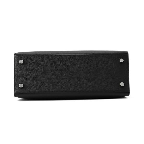 エルメス ハンドバッグ ケリー25 外縫い ブラック/シルバー金具 エプソン K刻印 2wayショルダー 黒