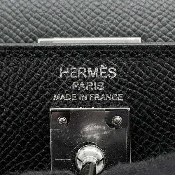 エルメス ハンドバッグ ケリー25 外縫い ブラック/シルバー金具 エプソン K刻印 2wayショルダー 黒