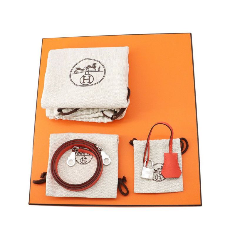 エルメス ハンドバッグ ケリー28 外縫い カプシーヌ/シルバー金具 エプソン K刻印 2wayショルダー