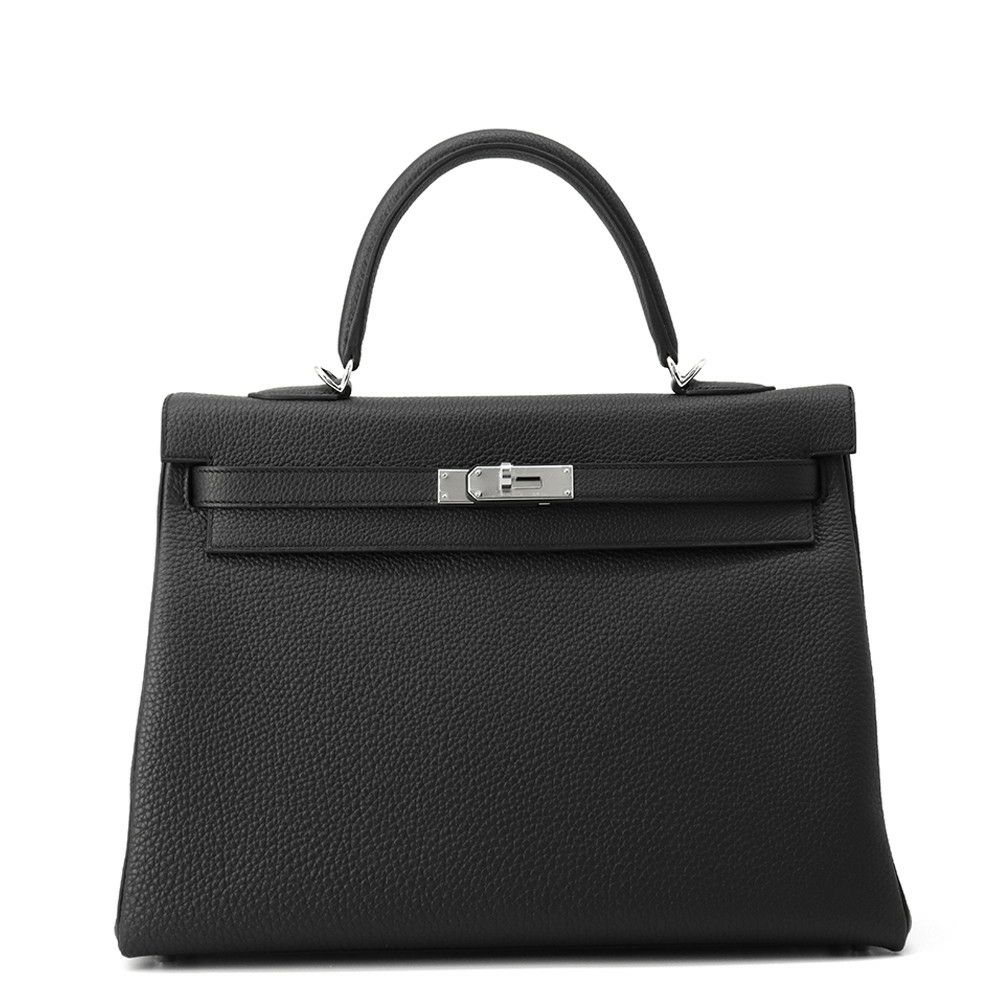 エルメス ハンドバッグ ケリー35 内縫い ブラック/シルバー金具 トゴ K刻印 2wayショルダー 黒
