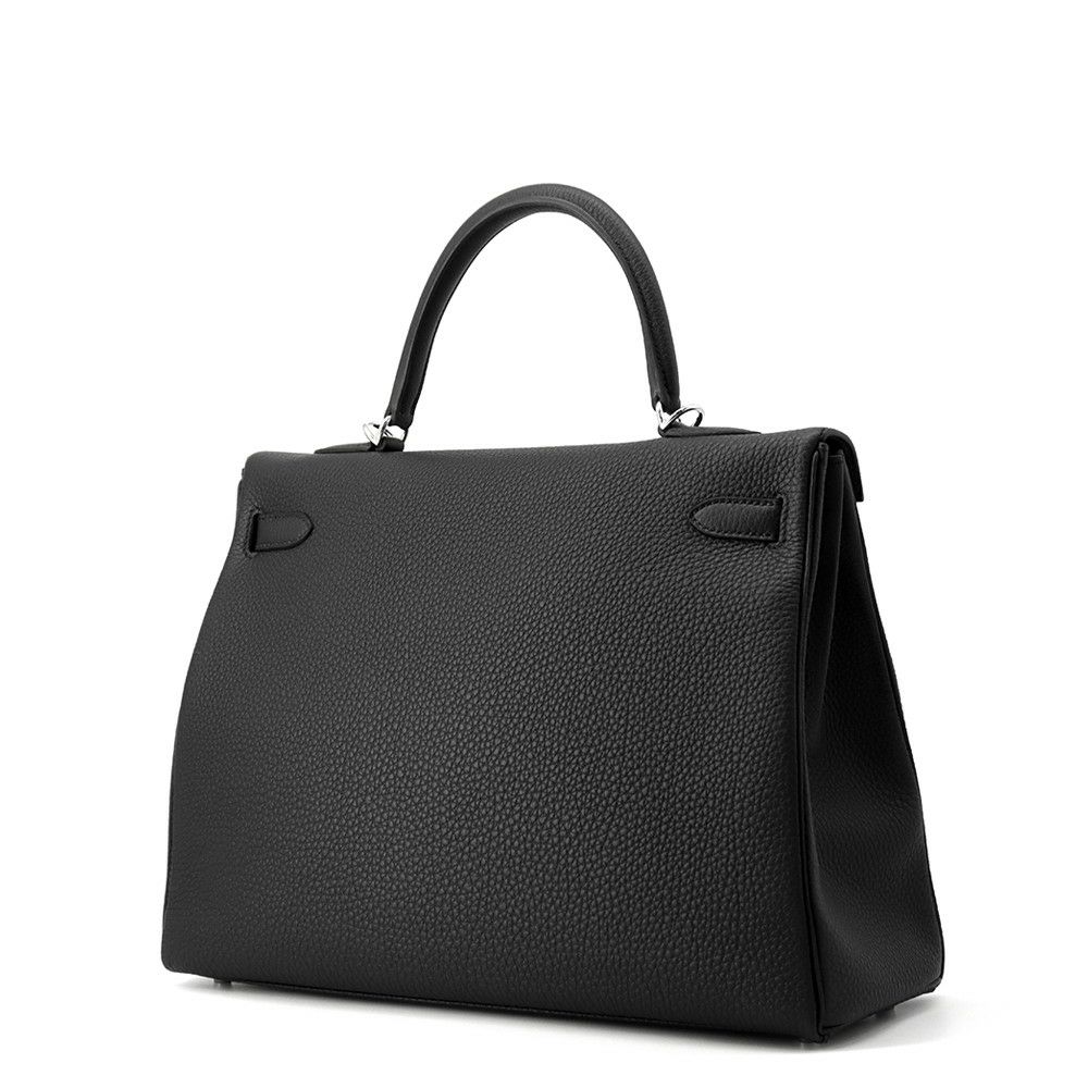エルメス ハンドバッグ ケリー35 内縫い ブラック/シルバー金具 トゴ K刻印 2wayショルダー 黒