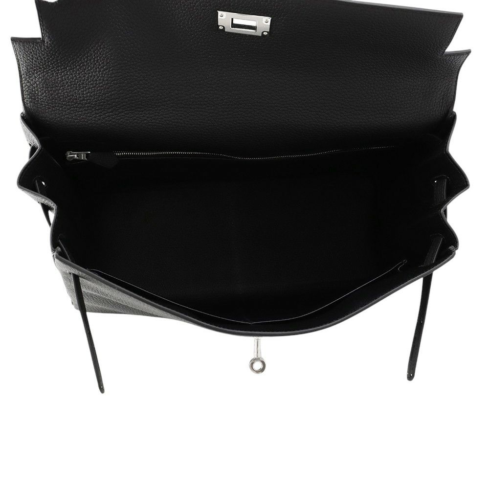 エルメス ハンドバッグ ケリー35 内縫い ブラック/シルバー金具 トゴ K刻印 2wayショルダー 黒