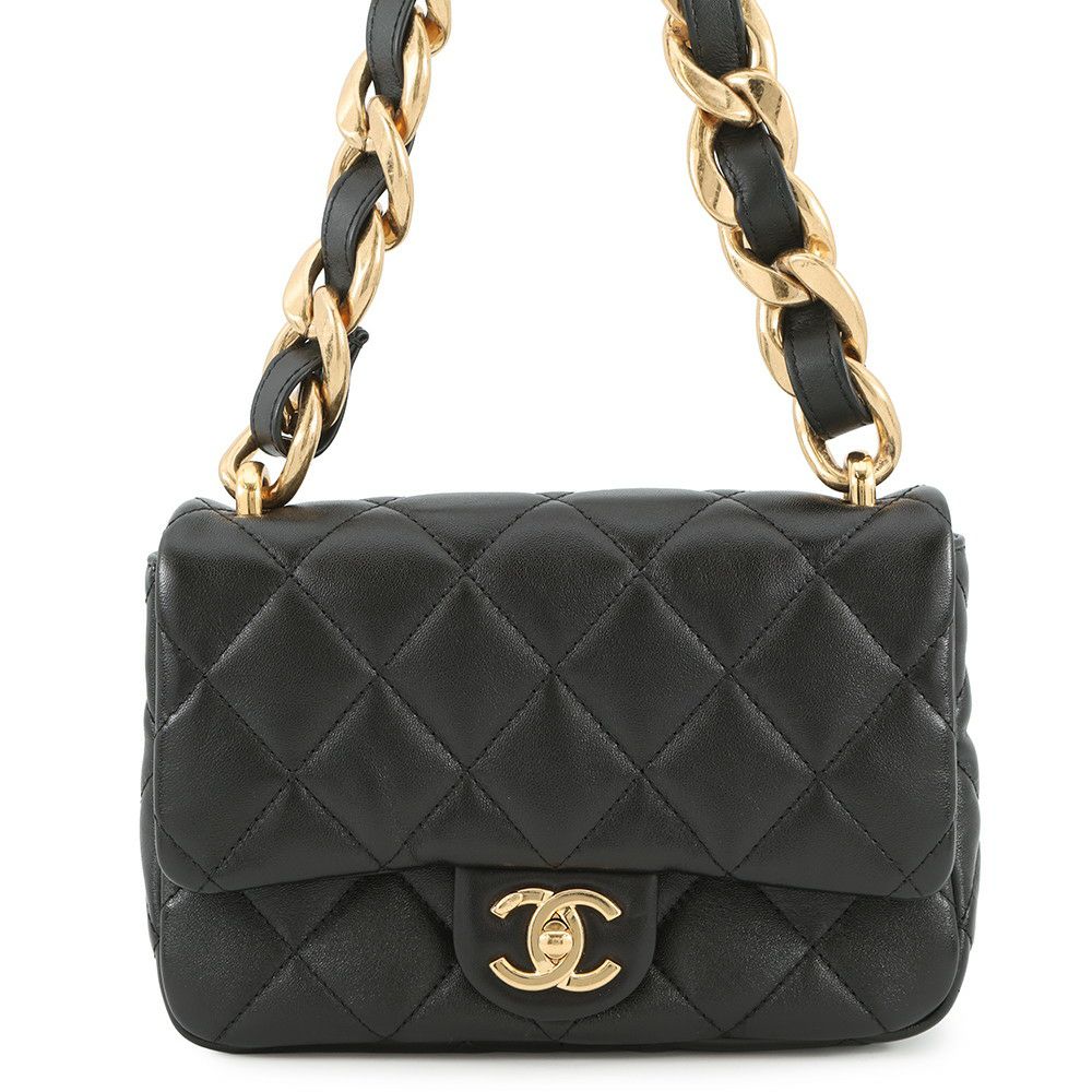 シャネル チェーンショルダーバッグ マトラッセ ココマーク スモール ラムスキン AS3214 CHANEL ワンショルダー 黒