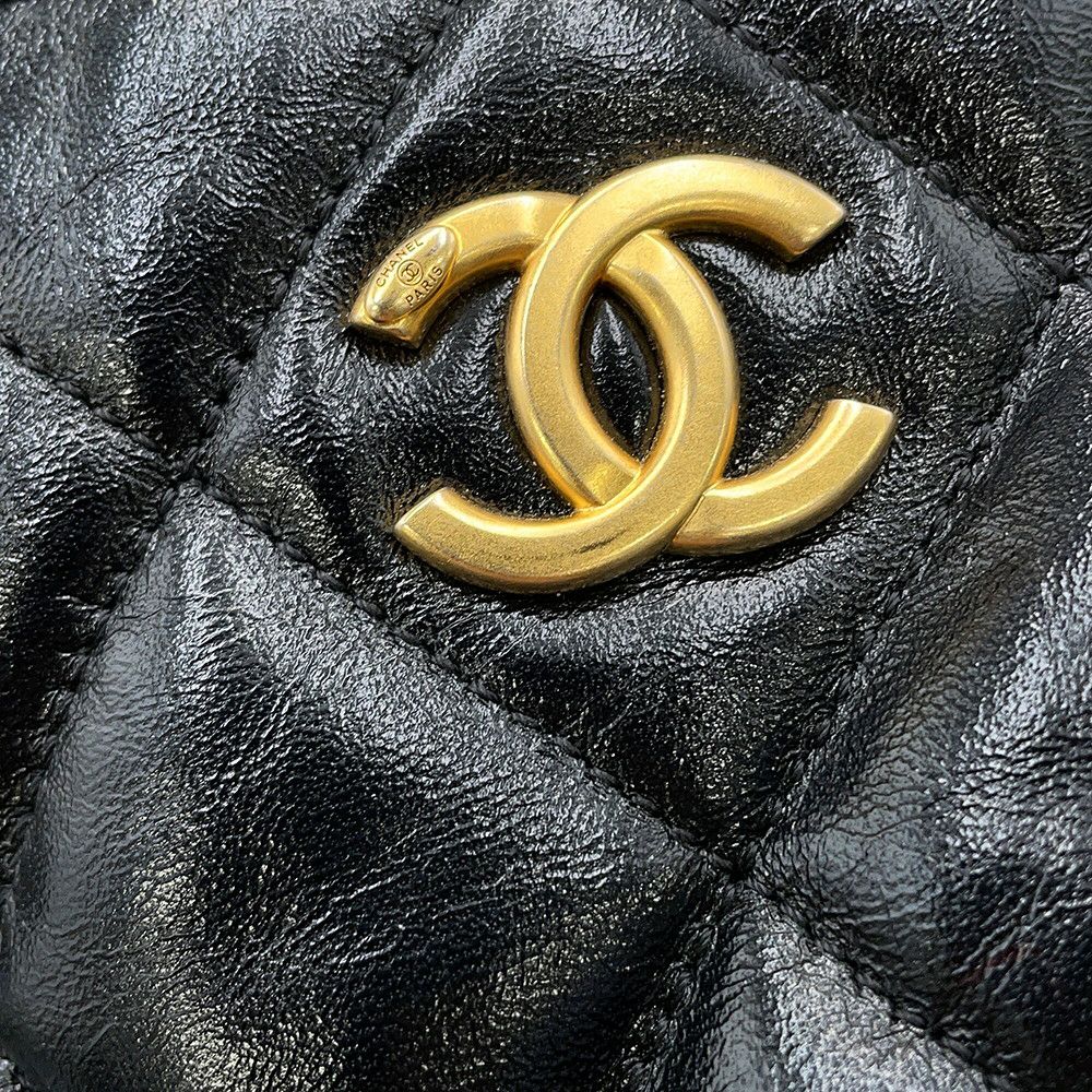 シャネル チェーンショルダーバッグ マトラッセ ココマーク ホーボーバッグ シャイニーラムスキン AS4922 CHANEL ワンショルダー 黒