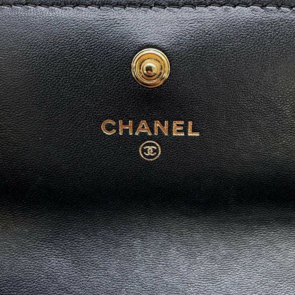 シャネル 長財布 ボーイシャネル ココマーク マトラッセ 二つ折り長財布 ラムスキン A80286 CHANEL 黒