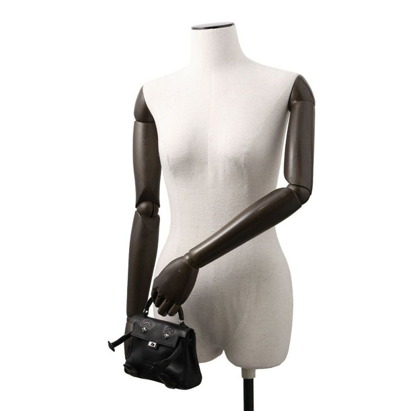 エルメス ハンドバッグ ケリードール ブラック/シルバー金具 ガリバー □D刻印 HERMES バッグ 黒