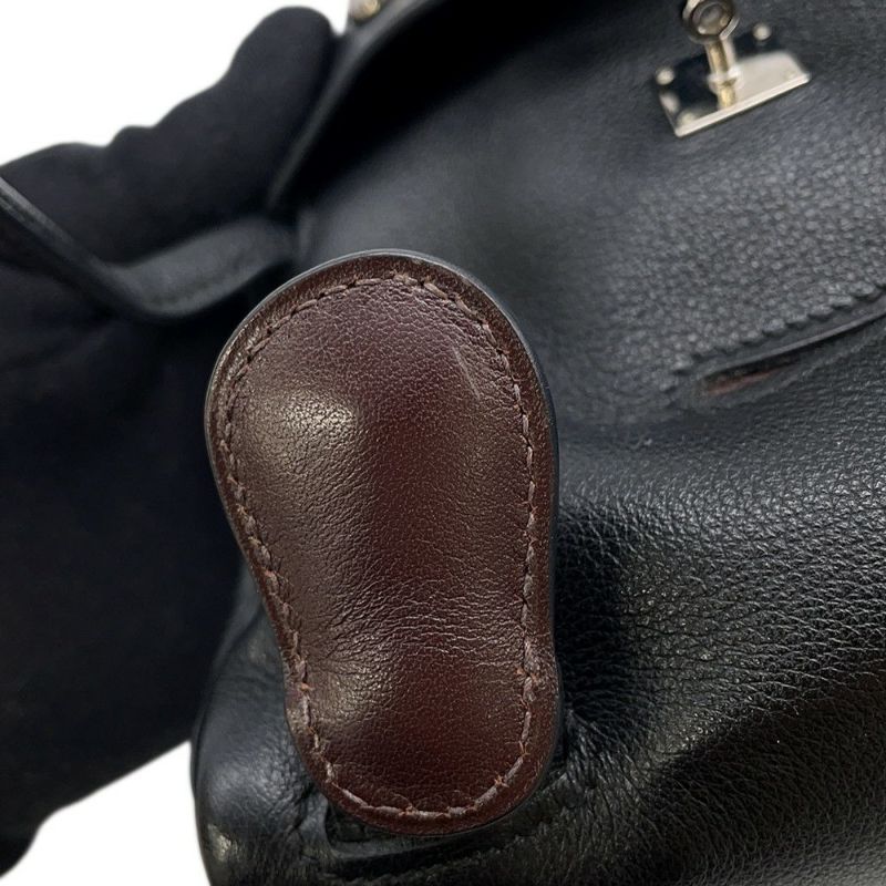 エルメス ハンドバッグ ケリードール ブラック/シルバー金具 ガリバー □D刻印 HERMES バッグ 黒