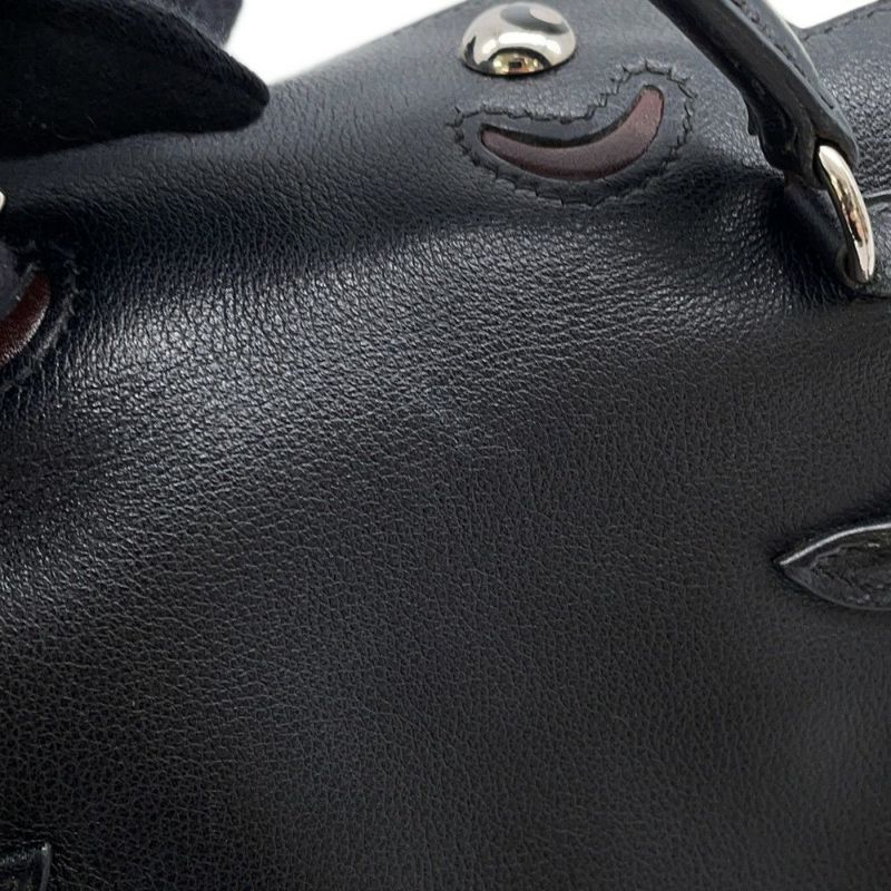 エルメス ハンドバッグ ケリードール ブラック/シルバー金具 ガリバー □D刻印 HERMES バッグ 黒