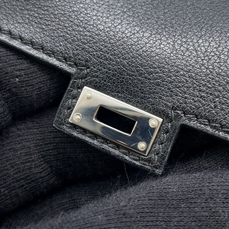 エルメス ハンドバッグ ケリードール ブラック/シルバー金具 ガリバー □D刻印 HERMES バッグ 黒