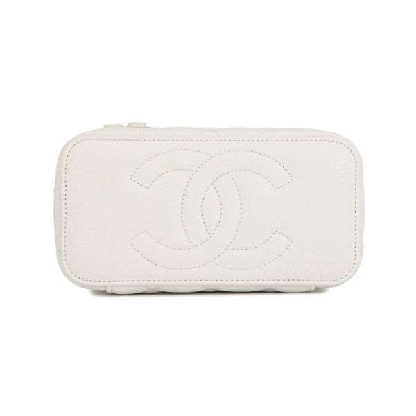 シャネル チェーンショルダーバッグ バニティ ココマーク マトラッセ トランプ キャビアスキン AP3079 CHANEL 白
