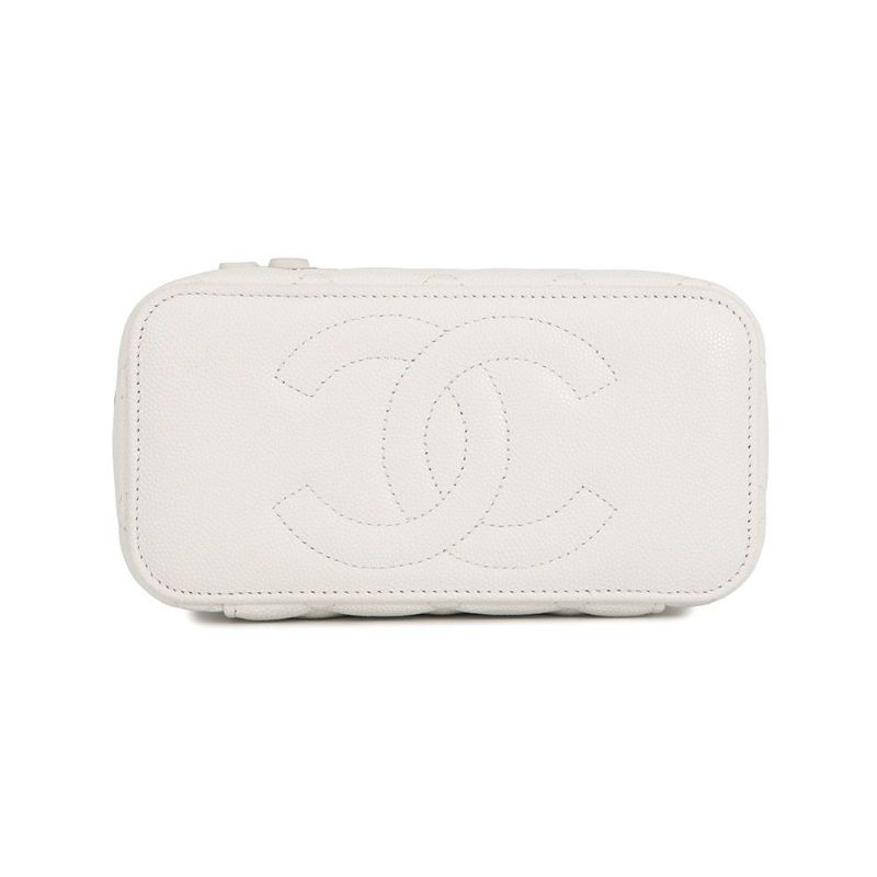 シャネル チェーンショルダーバッグ バニティ ココマーク マトラッセ トランプ キャビアスキン AP3079 CHANEL 白