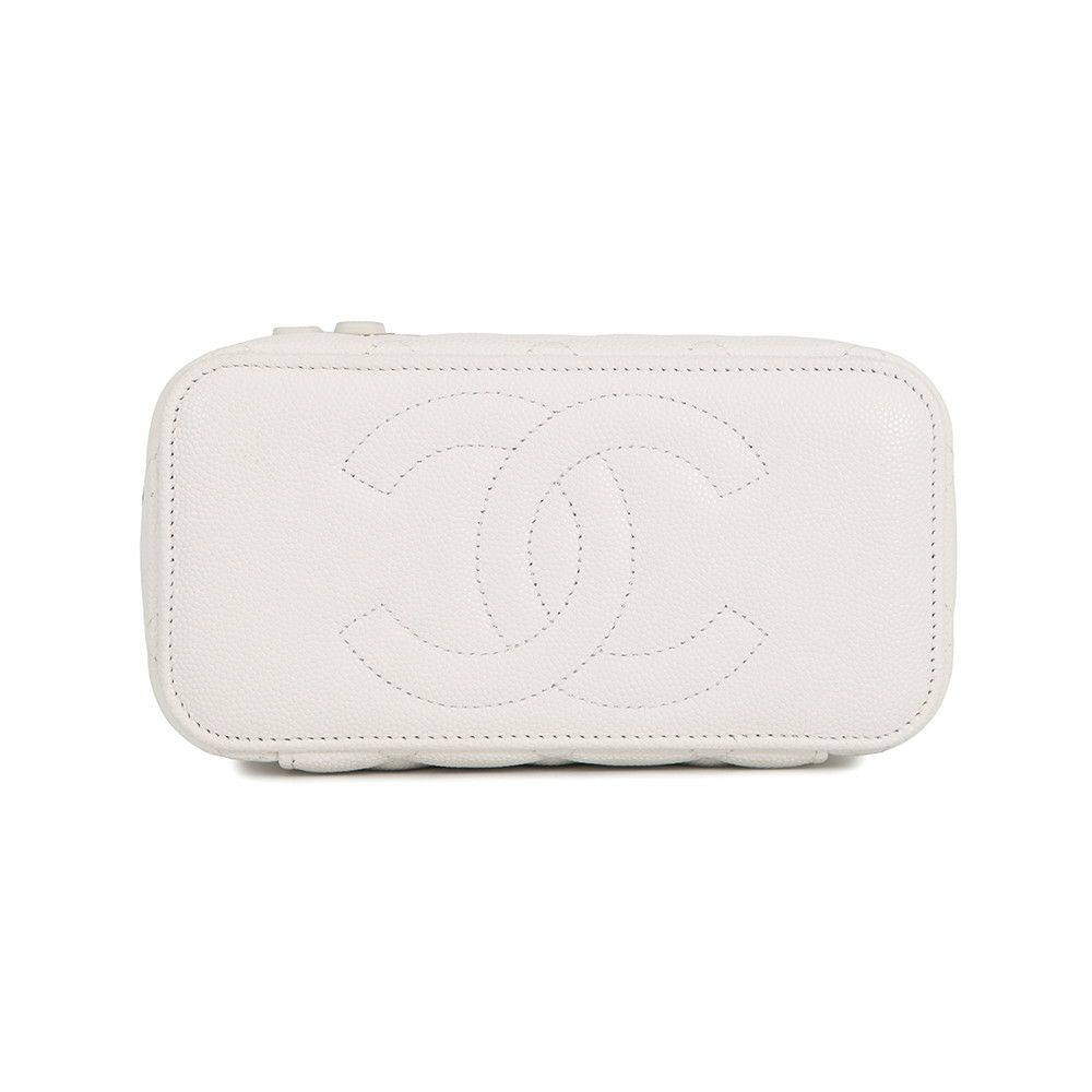 シャネル チェーンショルダーバッグ バニティ ココマーク マトラッセ トランプ キャビアスキン AP3079 CHANEL 白